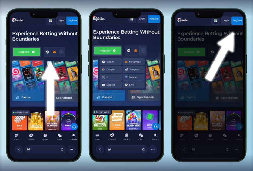 Rainbet App Screens